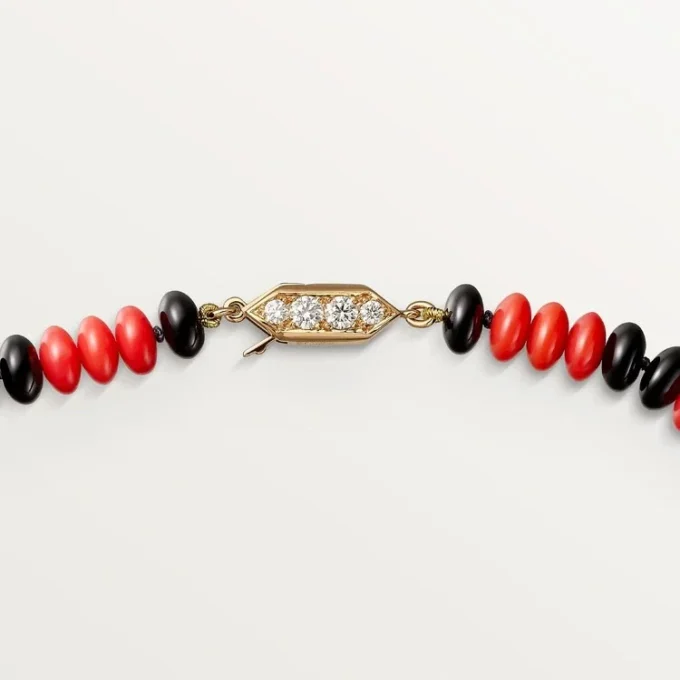 Naszyjnik z kolekcji High Jewelry – różowe złoto, koral, onyks, czarny lakier, diamenty – Cartier