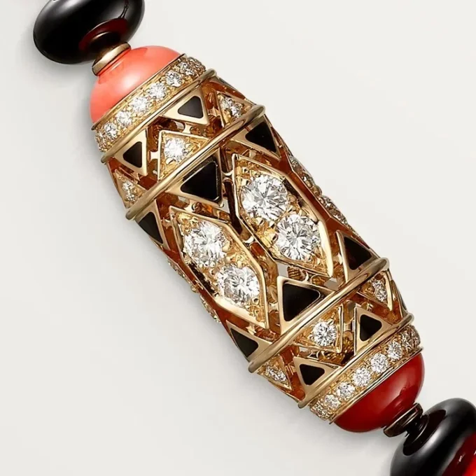 Naszyjnik z kolekcji High Jewelry – różowe złoto, koral, onyks, czarny lakier, diamenty – Cartier