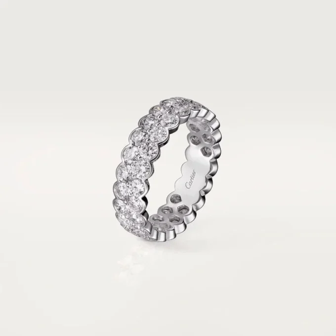 Obrączka ślubna Broderie De Cartier – białe złoto, diamenty – Cartier