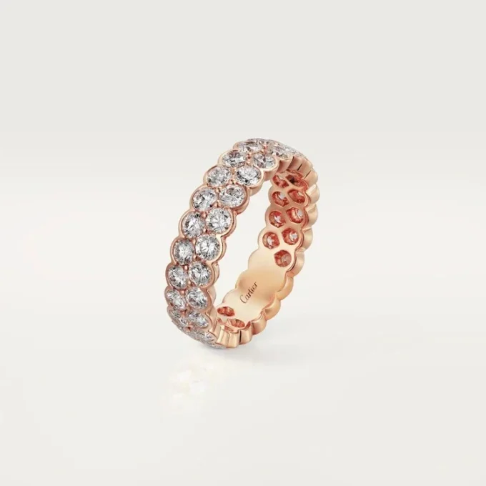 Obrączka ślubna Broderie De Cartier – różowe złoto, diamenty – Cartier