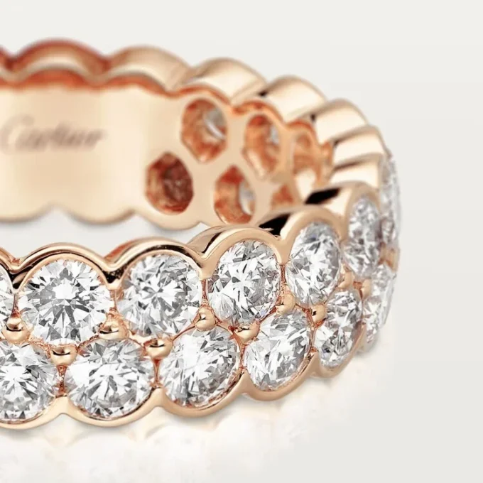 Obrączka ślubna Broderie De Cartier – różowe złoto, diamenty – Cartier