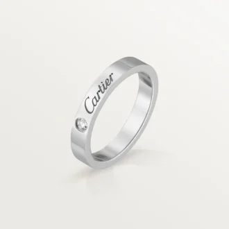 Obrączka ślubna C De Cartier – platyna, diamenty – Cartier