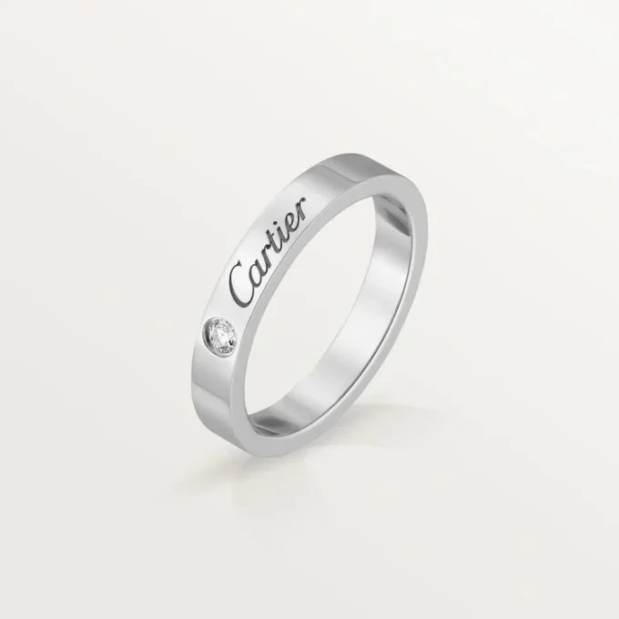 Obrączka ślubna C De Cartier – platyna, diamenty – Cartier