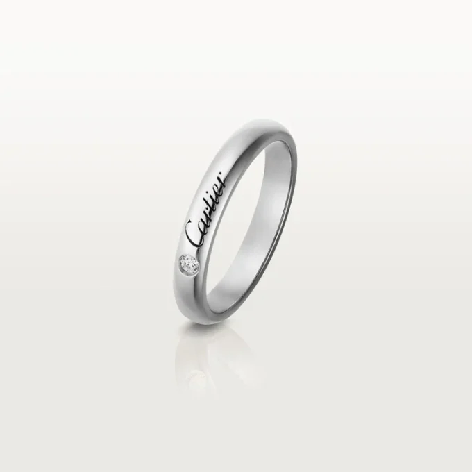 Obrączka ślubna C De Cartier – platyna, diamenty – Cartier