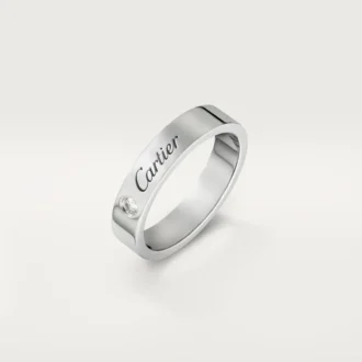 Obrączka ślubna C De Cartier – platyna, diamenty – Cartier