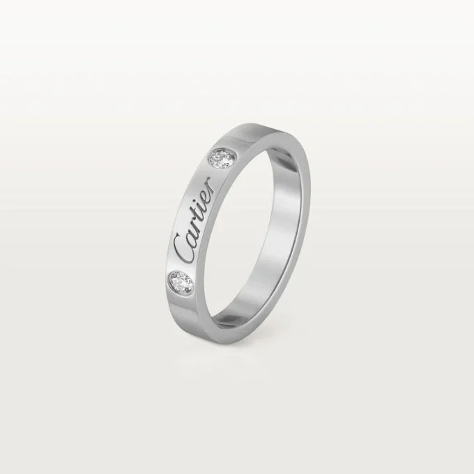 Obrączka ślubna C De Cartier – platyna, diamenty – Cartier