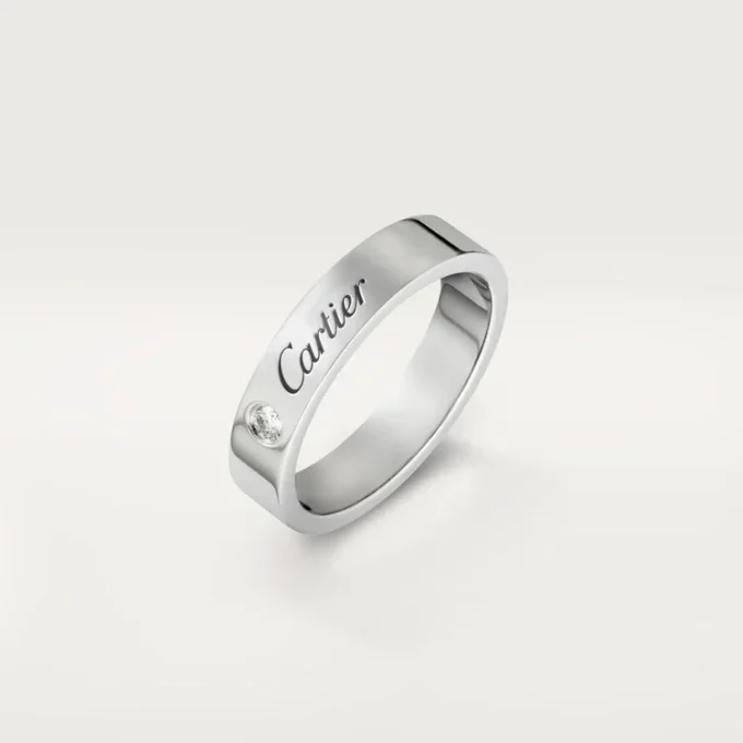 Obrączka ślubna C De Cartier – platyna, diamenty – Cartier