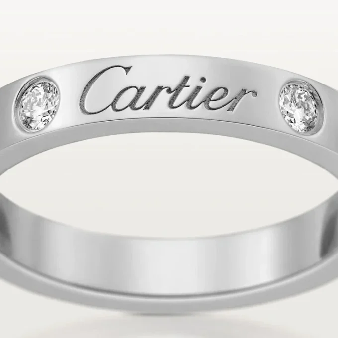 Obrączka ślubna C De Cartier – platyna, diamenty – Cartier