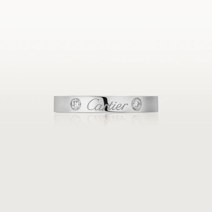 Obrączka ślubna C De Cartier – platyna, diamenty – Cartier