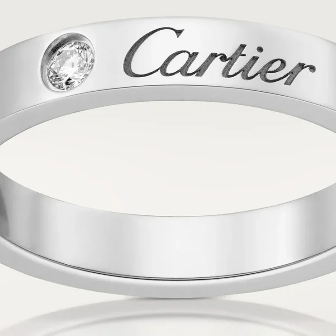 Obrączka ślubna C De Cartier – platyna, diamenty – Cartier
