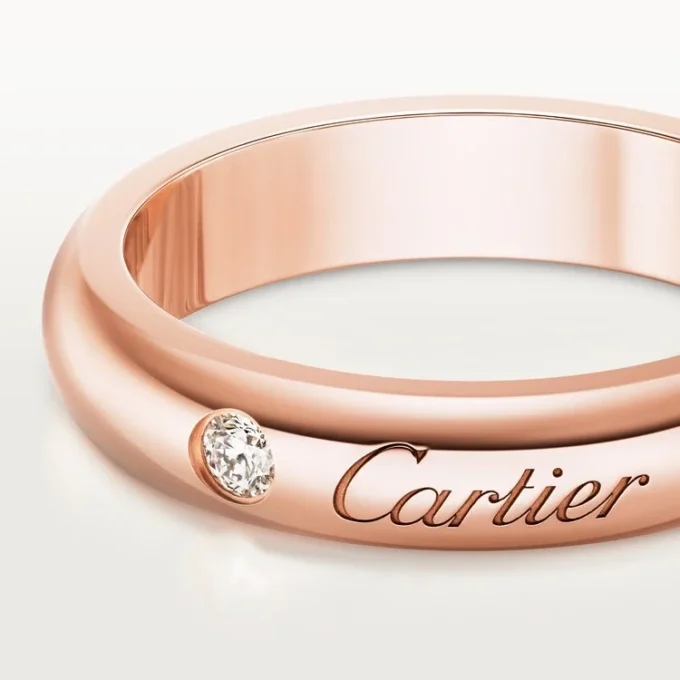 Obrączka ślubna C De Cartier, szerokość 4 mm, 1 diament