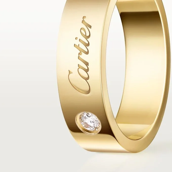 Obrączka ślubna C De Cartier, szerokość 5 mm, 1 diament