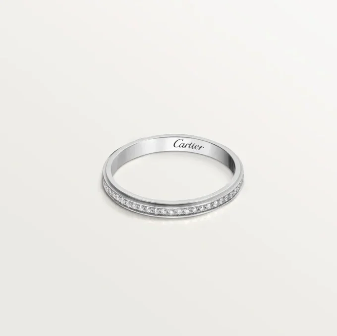 Obrączka ślubna Cartier D’amour – platyna, diamenty – Cartier