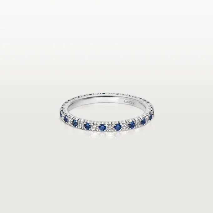 Obrączka ślubna Etincelle De Cartier – platyna, szafiry, diamenty – Cartier