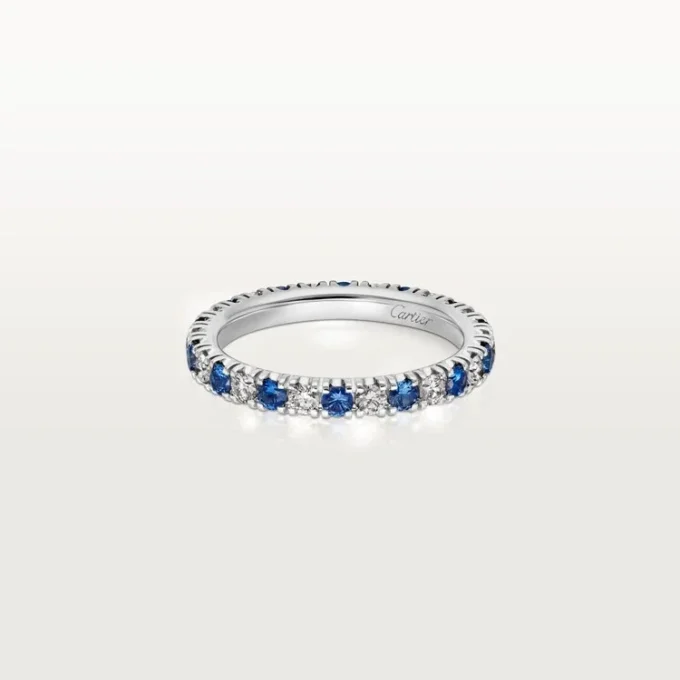 Obrączka ślubna Etincelle De Cartier – platyna, szafiry, diamenty – Cartier