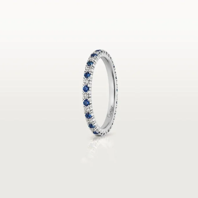 Obrączka ślubna Etincelle De Cartier – platyna, szafiry, diamenty – Cartier