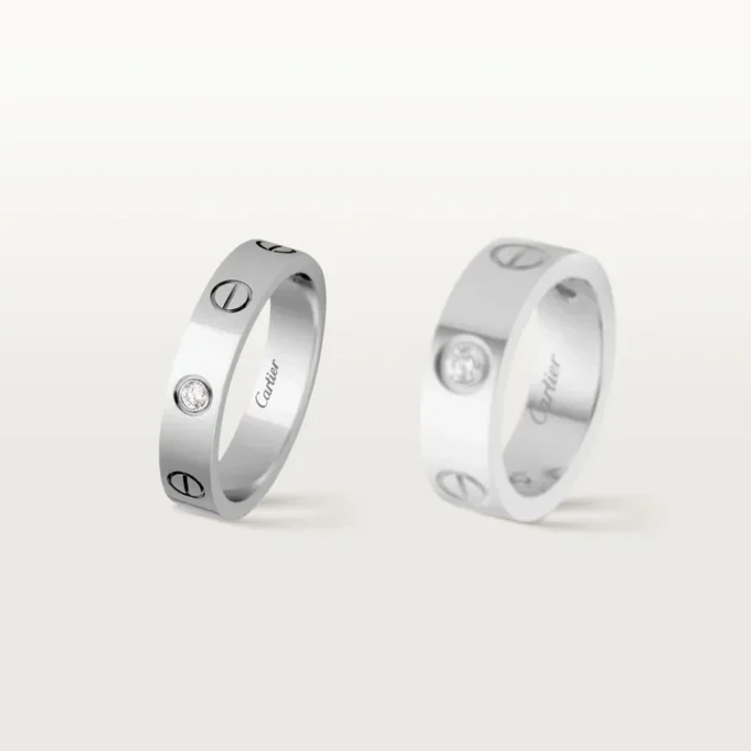 Obrączka ślubna Love, 1 diament – białe złoto, diament – Cartier