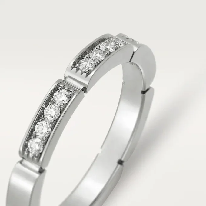Obrączka ślubna Maillon Panthere – białe złoto, diamenty – Cartier