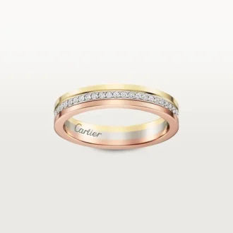Obrączka ślubna Trinity – białe złoto, żółte złoto, różowe złoto, diamenty – Cartier