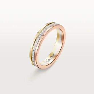 Obrączka ślubna Trinity – białe złoto, żółte złoto, różowe złoto, diamenty – Cartier