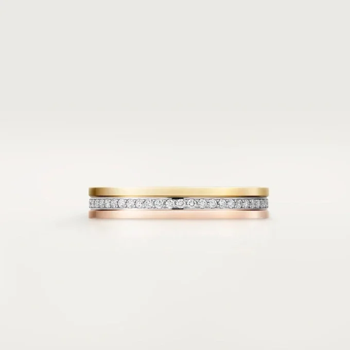 Obrączka ślubna Trinity – białe złoto, żółte złoto, różowe złoto, diamenty – Cartier