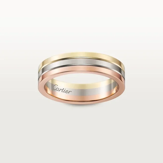 Obrączka ślubna Vendome Louis Cartier – białe złoto, żółte złoto, różowe złoto – Cartier
