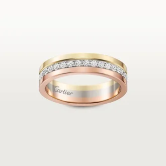 Obrączka ślubna Vendome Louis Cartier, szerokość 4,8 mm, wysadzana