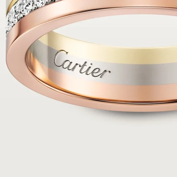 Obrączka ślubna Vendome Louis Cartier, szerokość 4,8 mm, wysadzana