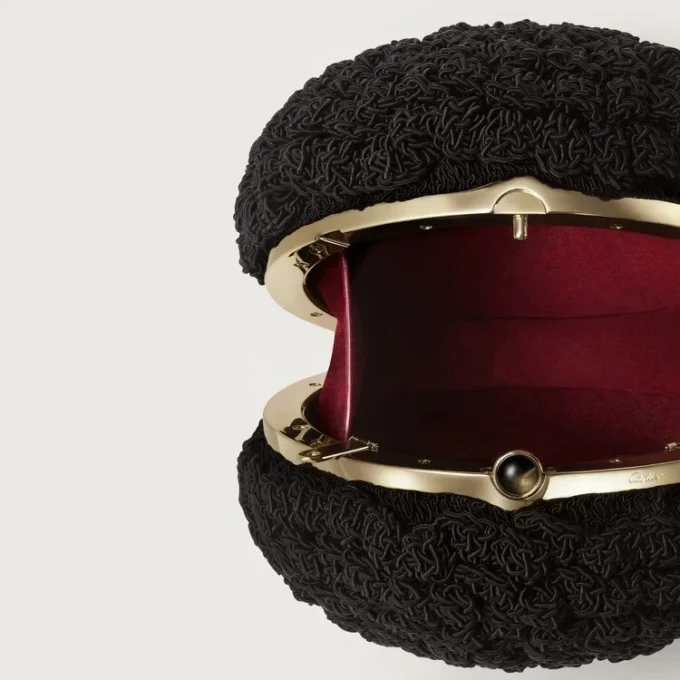 Okrągła torebka z dzianiny, Cartier Soir Okrągła torebka z dzianiny, Cartier Soir