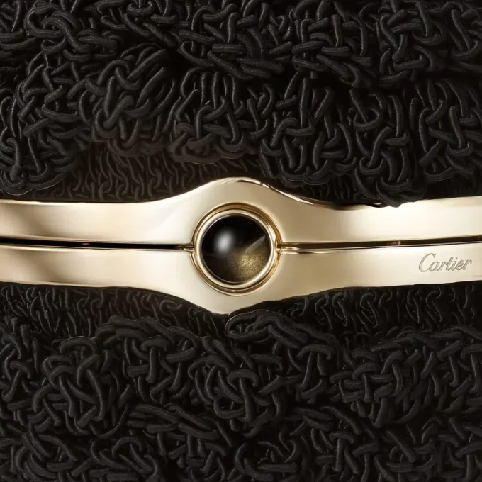 Okrągła torebka z dzianiny, Cartier Soir Okrągła torebka z dzianiny, Cartier Soir