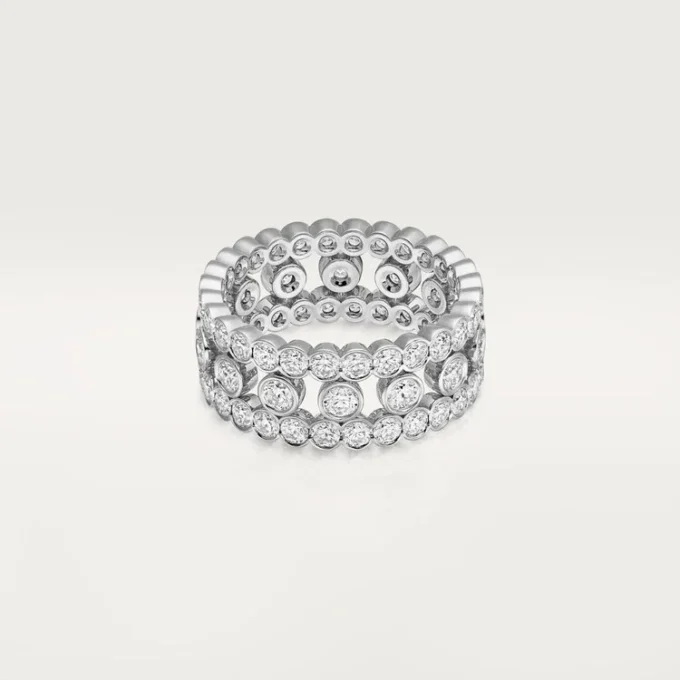 Pierścionek Broderie De Cartier, trzy rzędy, diamenty