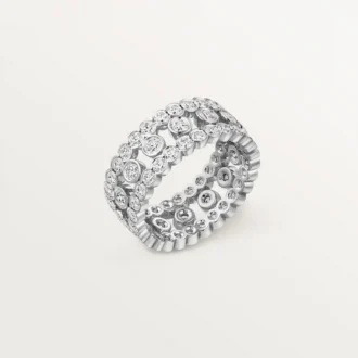 Pierścionek Broderie De Cartier, trzy rzędy, diamenty