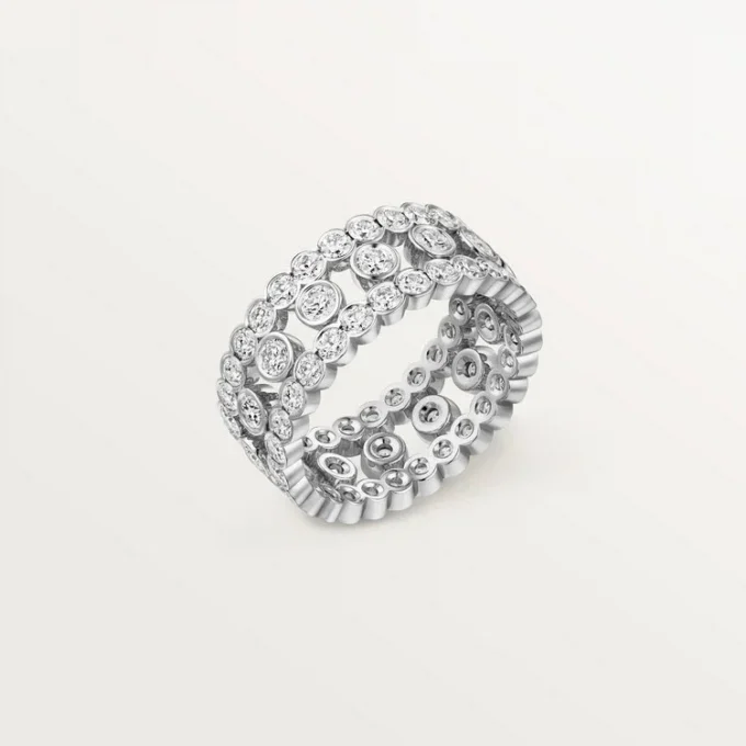 Pierścionek Broderie De Cartier, trzy rzędy, diamenty