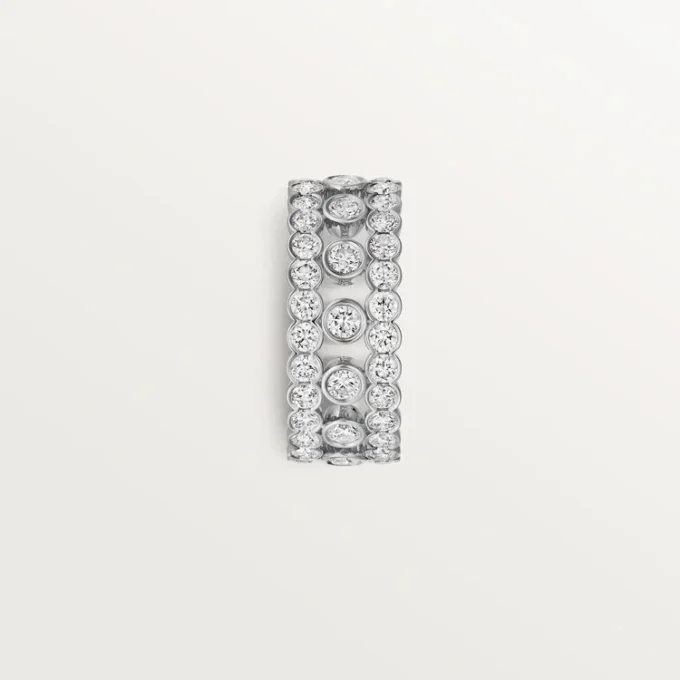Pierścionek Broderie De Cartier, trzy rzędy, diamenty