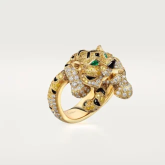Pierścionek Faune Et Flore De Cartier, żółte, pomarańczowe i brązowe diamenty, pavé