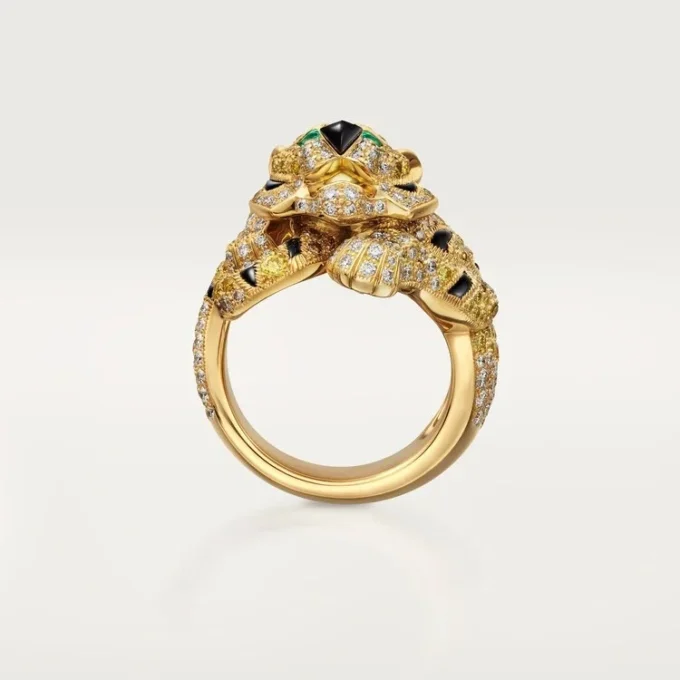 Pierścionek Faune Et Flore De Cartier, żółte, pomarańczowe i brązowe diamenty, pavé