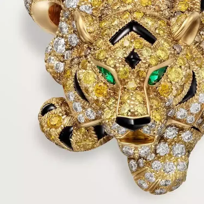 Pierścionek Faune Et Flore De Cartier, żółte, pomarańczowe i brązowe diamenty, pavé