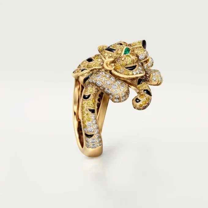 Pierścionek Faune Et Flore De Cartier, żółte, pomarańczowe i brązowe diamenty, pavé