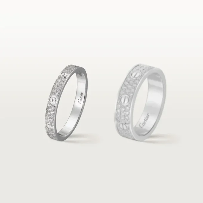 Pierścionek Love, rozmiar S – białe złoto, diamenty – Cartier