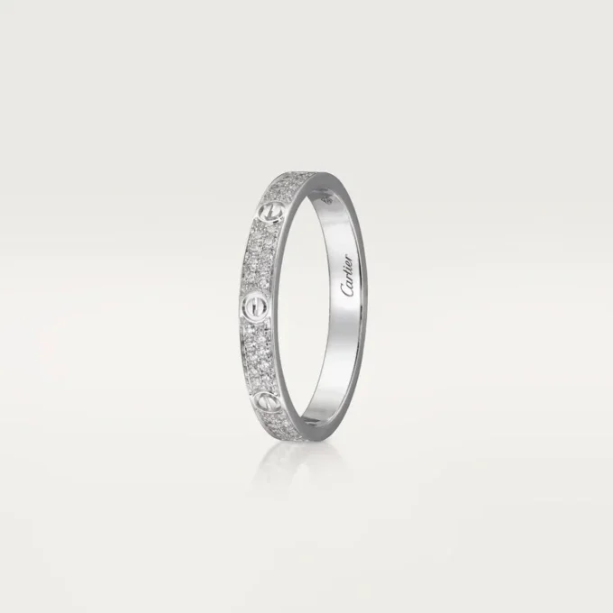 Pierścionek Love, rozmiar S – białe złoto, diamenty – Cartier