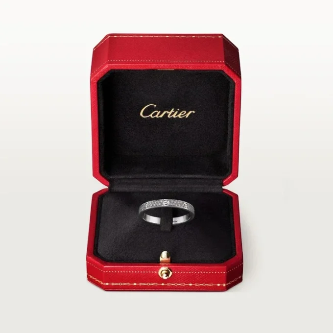 Pierścionek Love, rozmiar S – białe złoto, diamenty – Cartier
