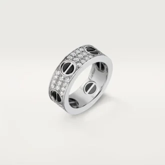 Pierścionek Love z diamentami, ceramika – białe złoto, ceramika, diamenty – Cartier