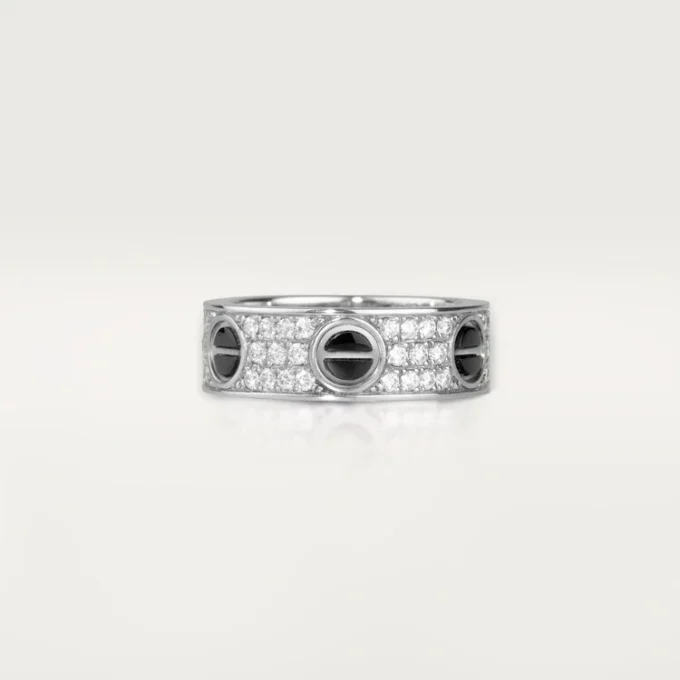 Pierścionek Love z diamentami, ceramika – białe złoto, ceramika, diamenty – Cartier