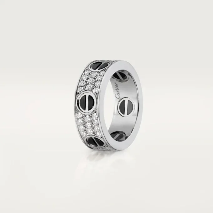 Pierścionek Love z diamentami, ceramika – białe złoto, ceramika, diamenty – Cartier