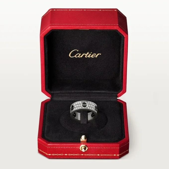 Pierścionek Love z diamentami, ceramika – białe złoto, ceramika, diamenty – Cartier