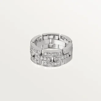 Pierścionek Maillon Panthere, 3 rzędy wysadzane diamentami – białe złoto, diamenty – Cartier