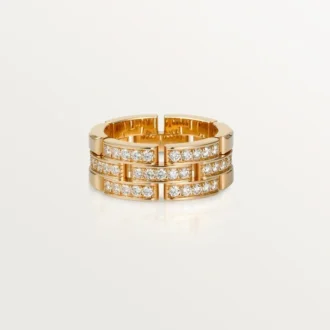 Pierścionek Maillon Panthere, 3 rzędy wysadzane diamentami – różowe złoto, diamenty – Cartier