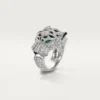 Pierścionek Panthere De Cartier – białe złoto, diamenty, szmaragdy, onyks – Cartier