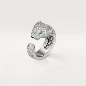 Pierścionek Panthere De Cartier – białe złoto, diamenty, szmaragdy, onyks – Cartier