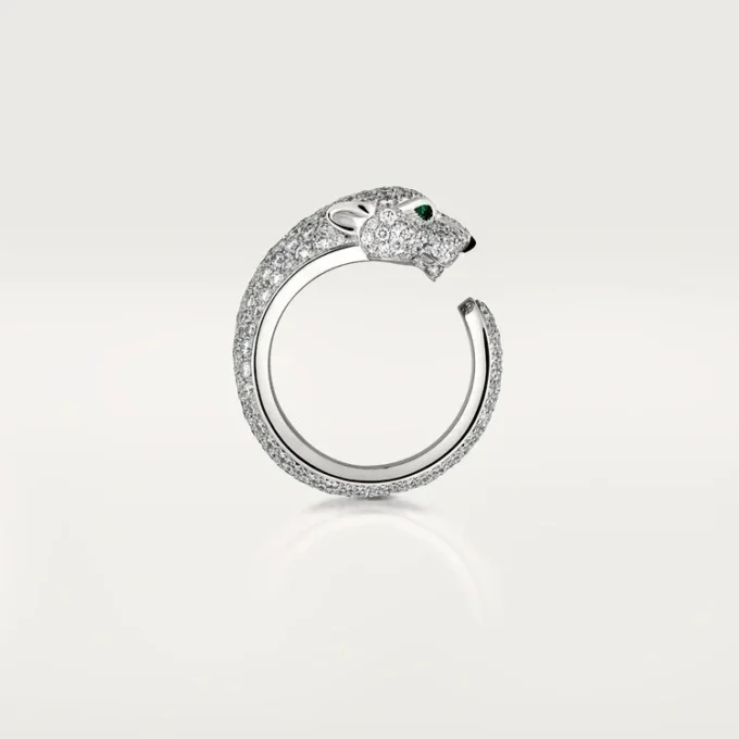 Pierścionek Panthere De Cartier – białe złoto, diamenty, szmaragdy, onyks – Cartier